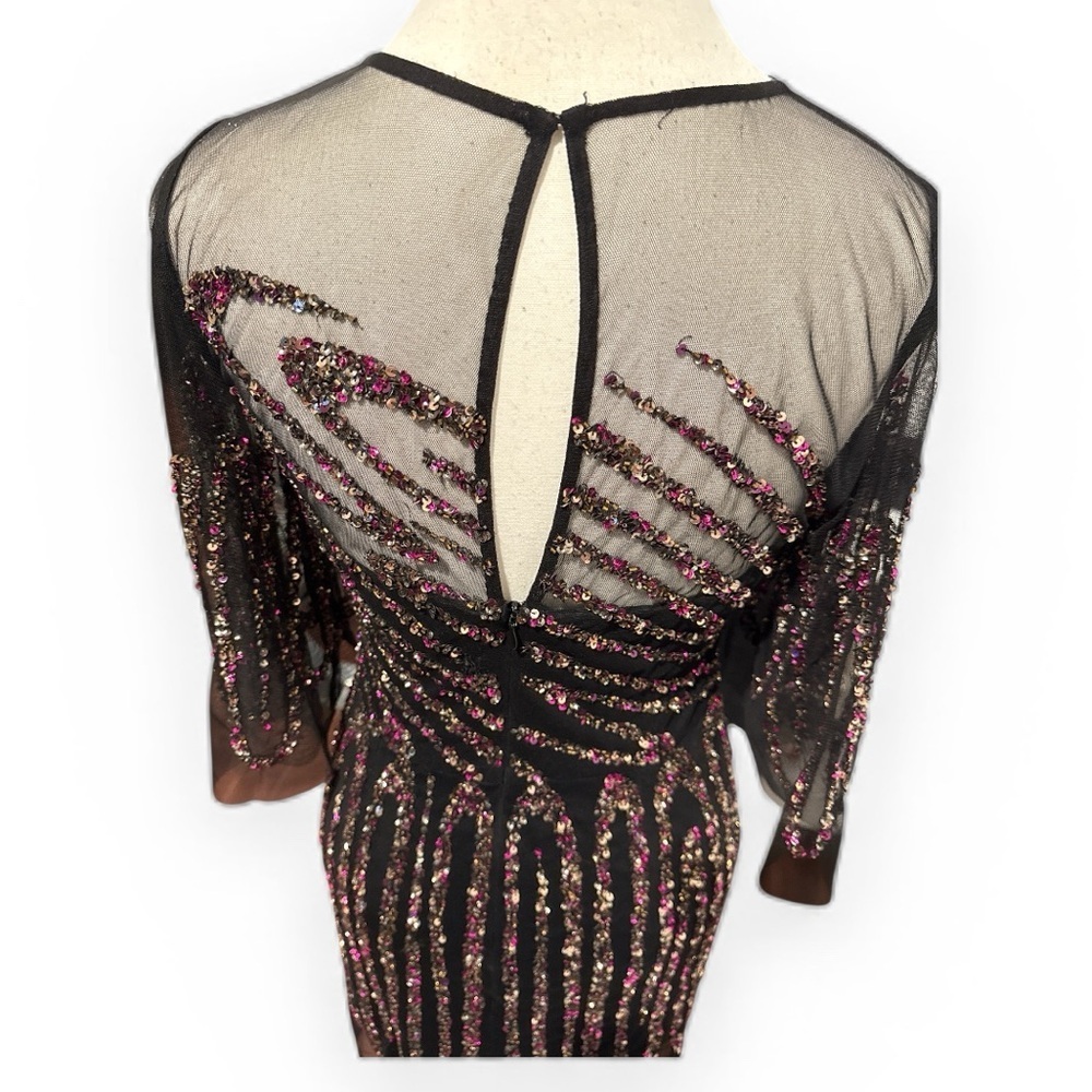 Aidan Mattox Sequin Illusion Mini Cocktail Dress Sz 2 - Picture 7 of 9